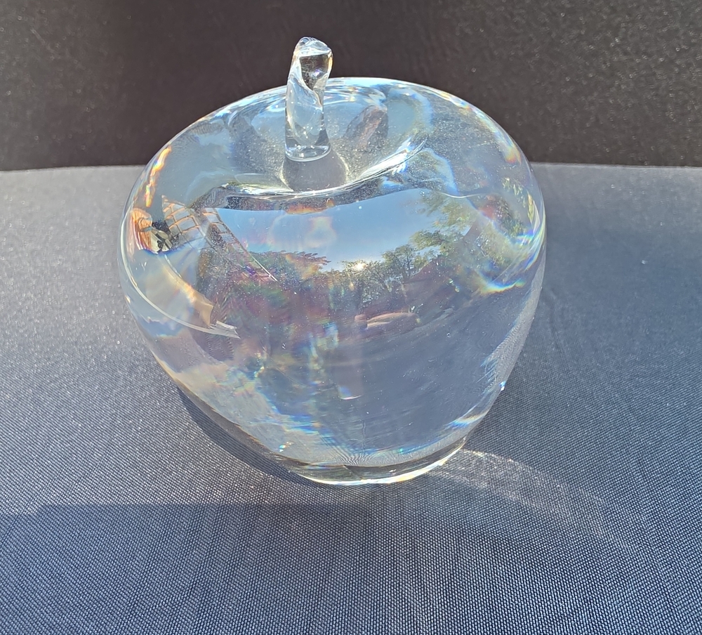 Vintage Signed Steuben Crystal "Apple" Paperweight Figurine